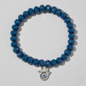 🪬 Claire's Blue Beaded Hamsa Evil Eye Stretch Bracelet NWT ✨
